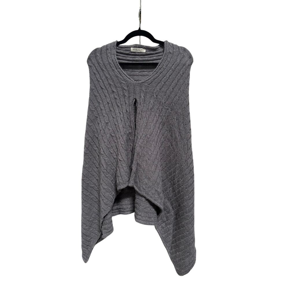 Mother Nature's Finest Fiber Alpaca Poncho Women's One Size Gray Cableknit